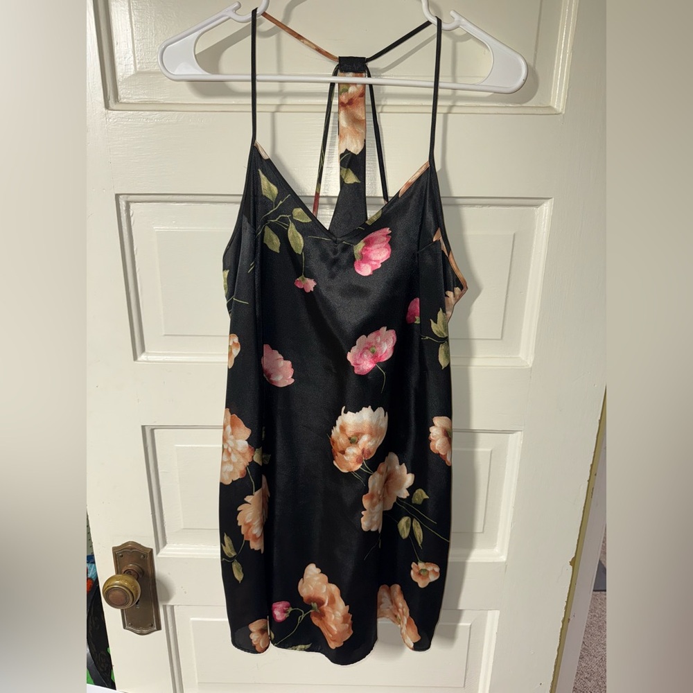 Floral Black Slip Dress